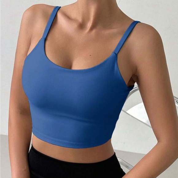Low Cut Back Cami Cropped Top Padded Bralette Bra Black - Picture 9 of 16